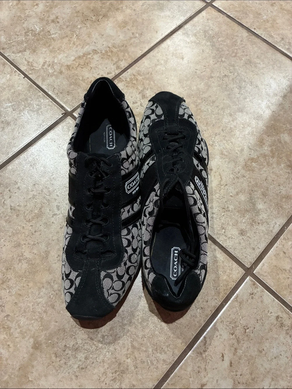 Coach Black and Gray Signature Lace-Up Sneakers
